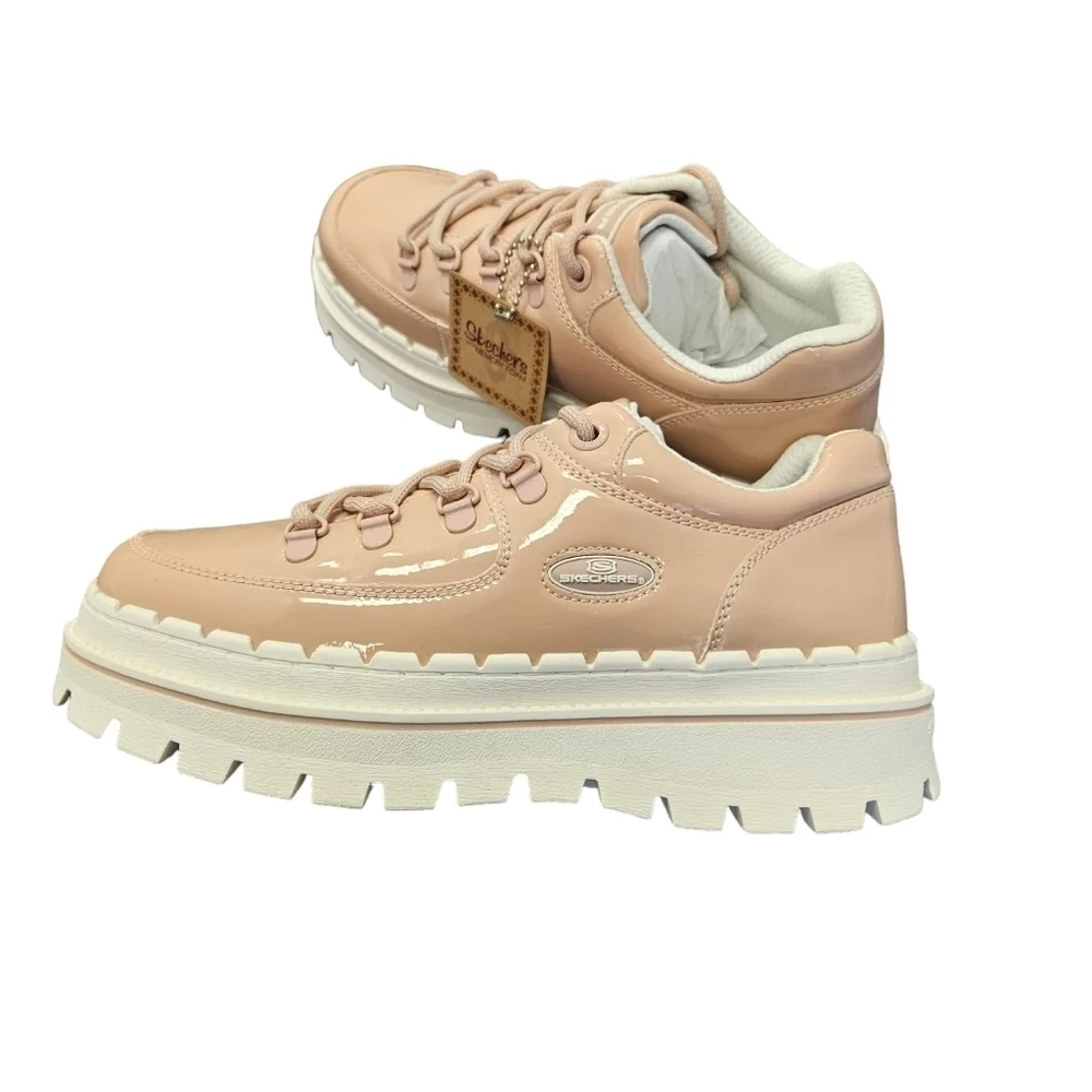 Skechers Jammers Cool Block Chunky Oxford Pale Pink Shoes NEW